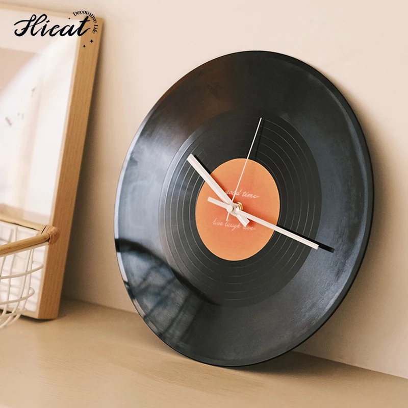 HICAT Customized Cheap Price 12 Inch LP Vinyl Record Wall Clock for Living Room Home Office Bar Decoration