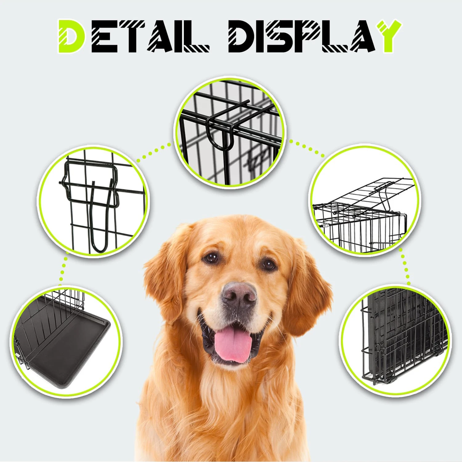 Heavy Duty Box Pet Black Metal Folding Cage Chew Resistant Carrier Handle Puppy Training Dog