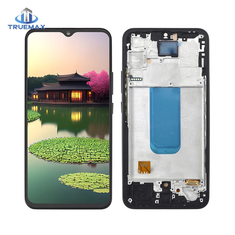 TFT Screen With Frame for Samsung Galaxy A34 Ekran Ecran Display Digitizer Assembly Complete Screen Replacement Pantalla Tela