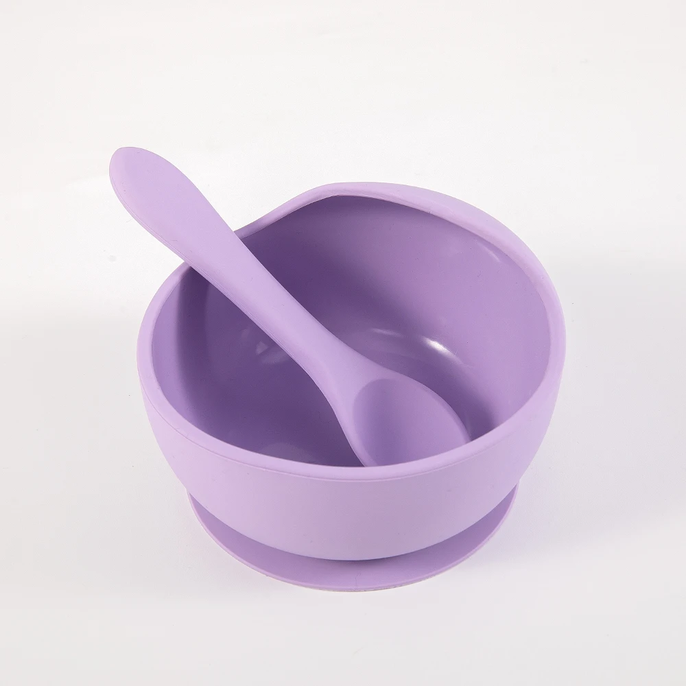 Customizable lovely simple solid silicone feeding set bib fork spoon bowl cup set Easy to clean manufacture