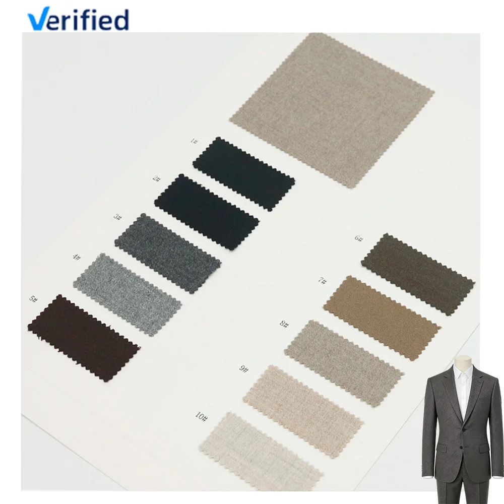 Tejido de alta calidad en lana merino hilada finamente 88W 5CA 5MS 2LY: un tejido grueso, elástico y ecológico, ideal para la confección de trajes, chaquetas de traje y otras chaquetas.