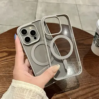 Skin-Feeling Magnetic Transparent Acrylic Phone Case for iPhone 15Promax and 16Promax Anti-Fall Garden Supplies