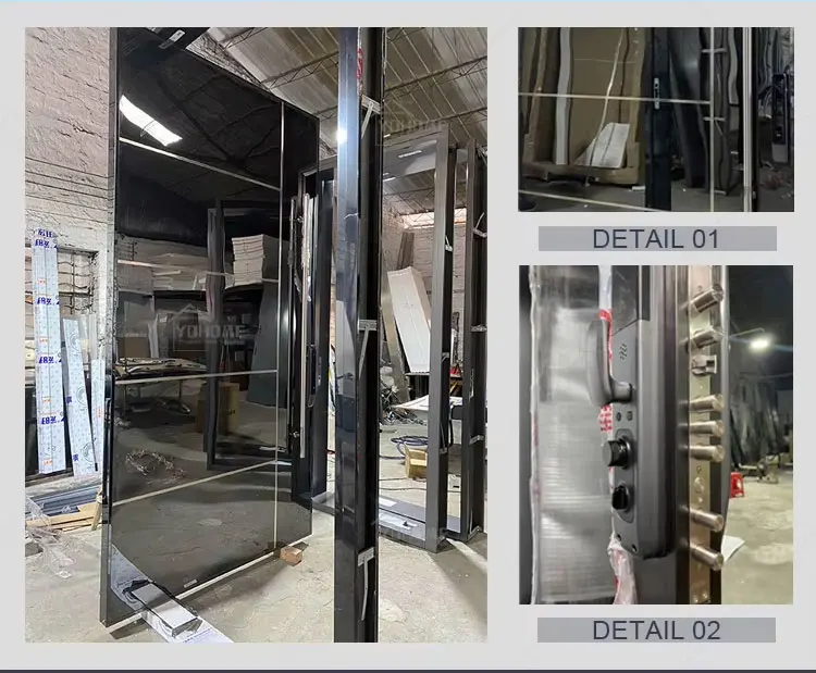 China Top Manufacturer High Quality American Pivot External Security Doors for House Wooden Front Entry Exterior Door