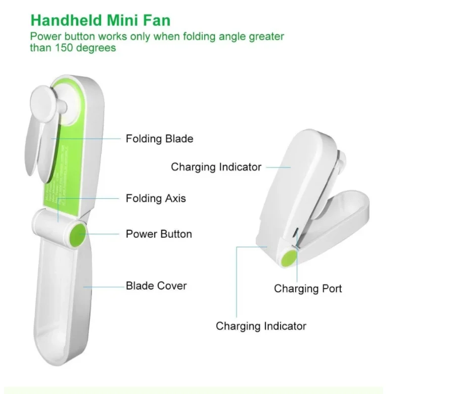 Portable Mini USB Fan Foldable Small Desk & Pocket Handheld Design Mobile Phone Accessory Gift