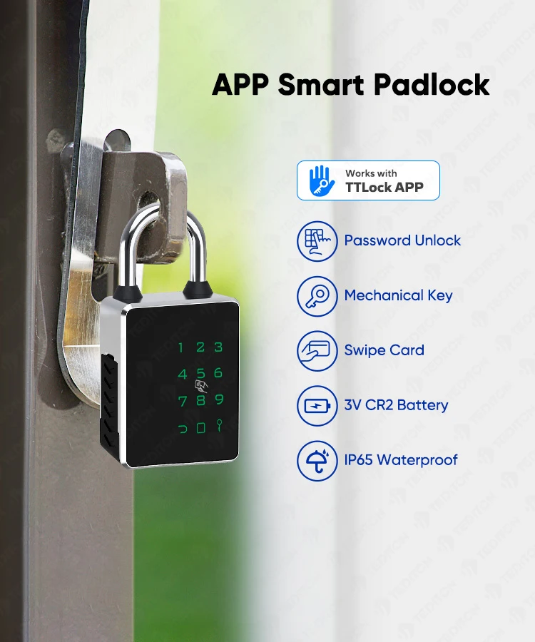 Tediton Security Combination Nfc Padlock Ttlock/tuya App Padlocks And ...