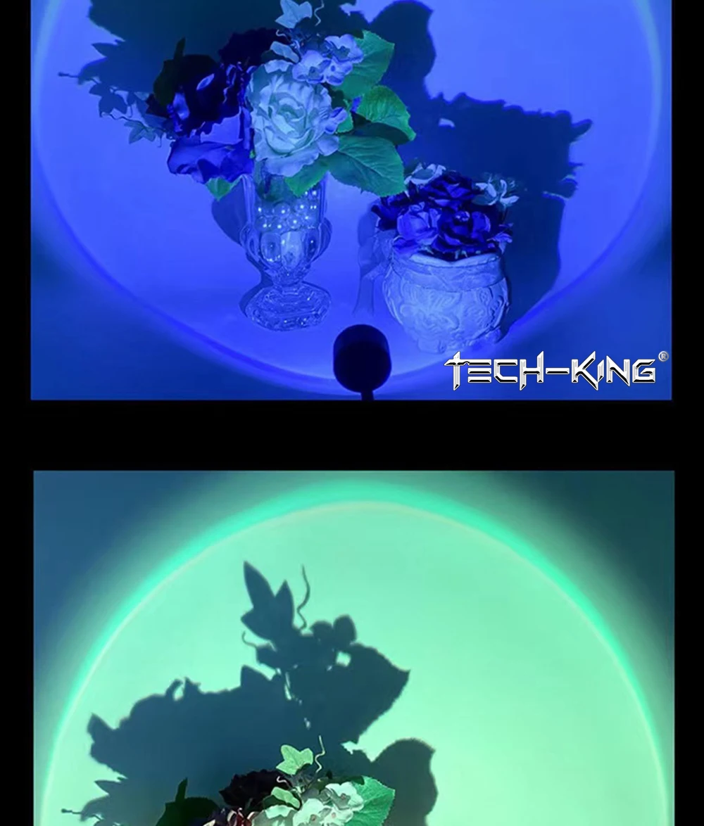 TECH-KING RGB Mini Portable Table Rainbow USB Led Light Projector Sunset Red Light Sunset Yellow atmosphere light