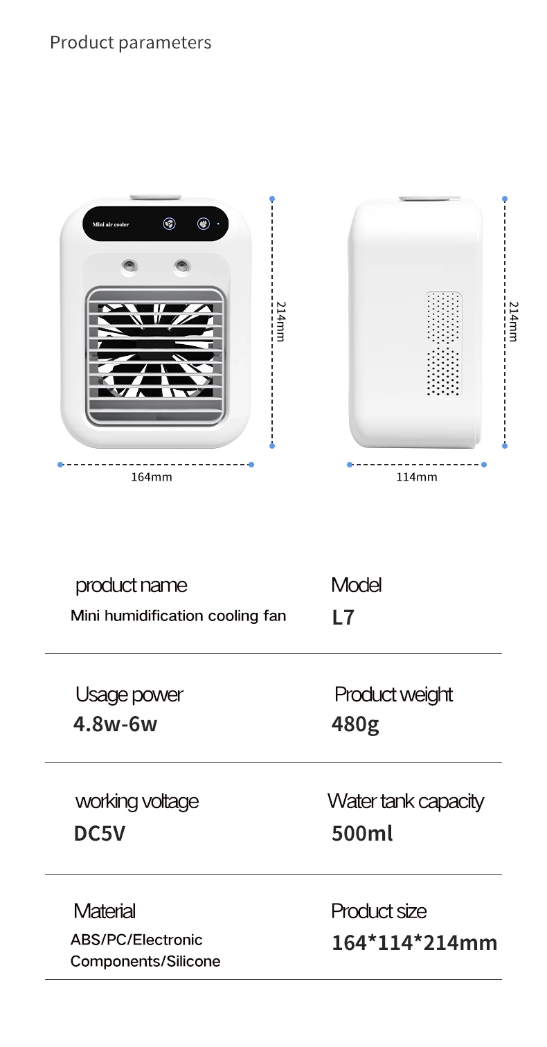 Portable Mini Air Conditioner Fan Rechargeable Usb Humidifier_voghion.com