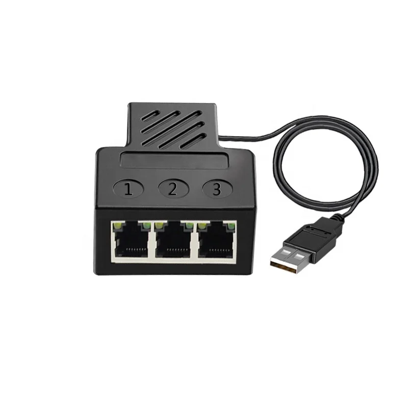 RJ45 LAN Network Adapter Switch with USB Cable 3-in-1 Ethernet Network Socket Internet Cable Connector