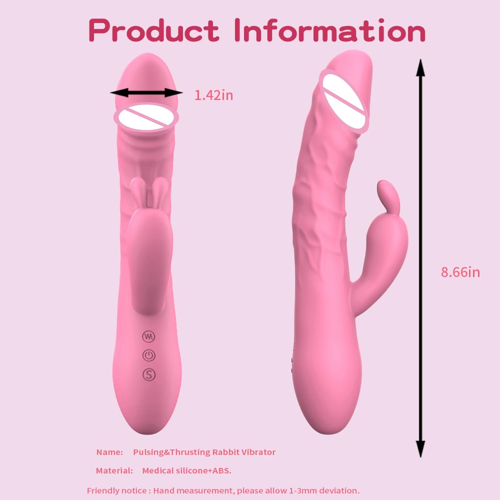 G-Punkt Rabbit Vibrator Wasserdicht, Wiederaufladbarer Klitoris-Stimulator  mit 10 Vibrations- & 10 Stoß-Pulsationsbewegungen