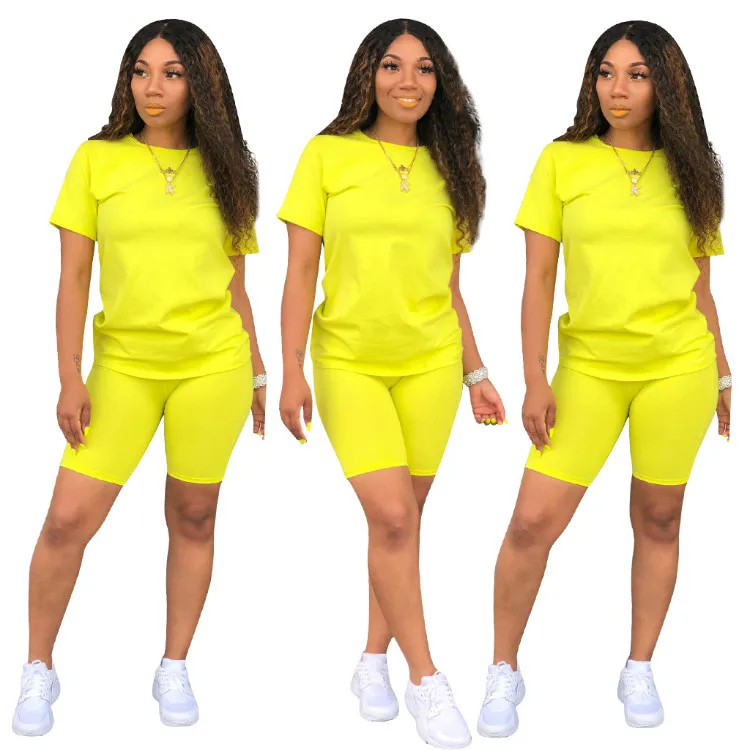 Women Clothing Two Piece Set Women's Casual Short Sleeve Bodycon Two ...