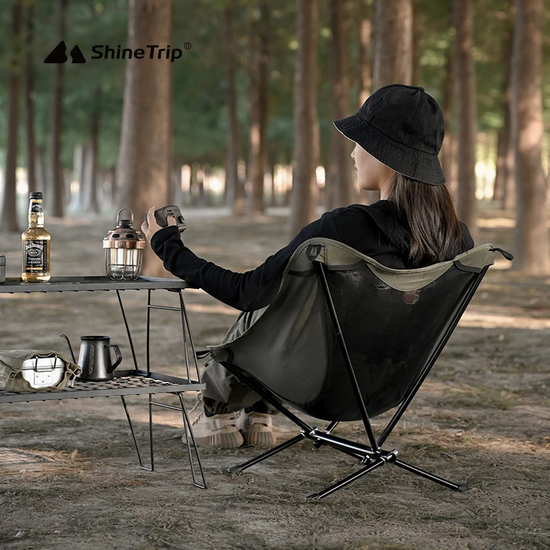 ShineTrip ポータブル折りたたみ椅子 アルミ製のキャンプ用月椅子