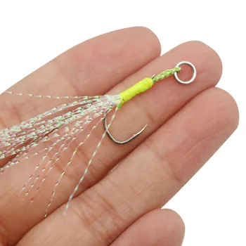 Luminous Iron Plate Single Hook Bright Silk Fluorescent Green Feather Accessories Reinforcing Black Lat Hook GZ018 Bass – Hooks – view 5