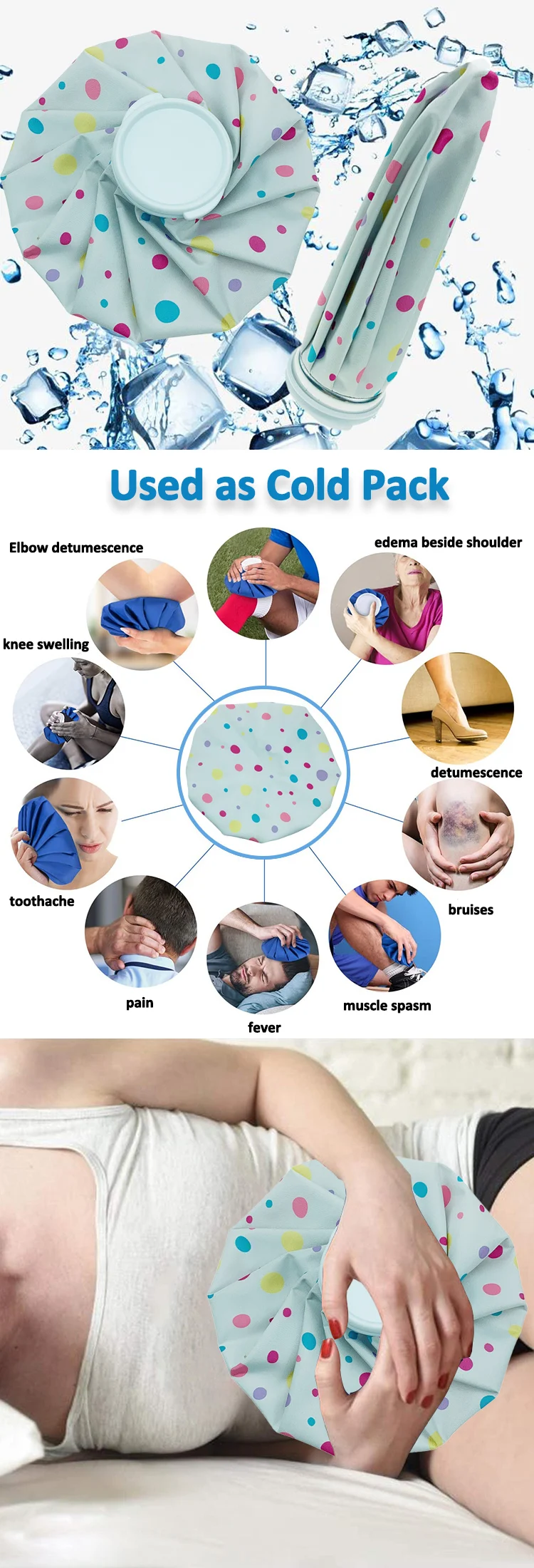 manufacturer ice bag medical injury pain relief wearable ice pack fabric hot and cold bag custom logo