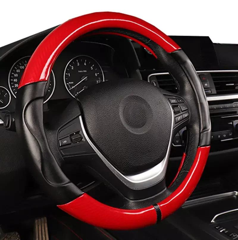 Coprivolante Universale Auto In Pelle Antiscivolo – 38 Cm, Colore Nero E Grigio, Per Auto SUV Camper - 3