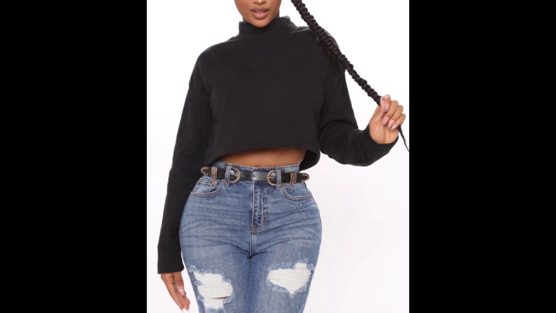 Wholesale Fashion Hot Selling Solid Color Custom High Round Neck Long  Sleeve Crop Top For Women - Buy Crop Top Hoodie,Crop Tops 2022,Crop Tops  For Women Product on Alibaba.com