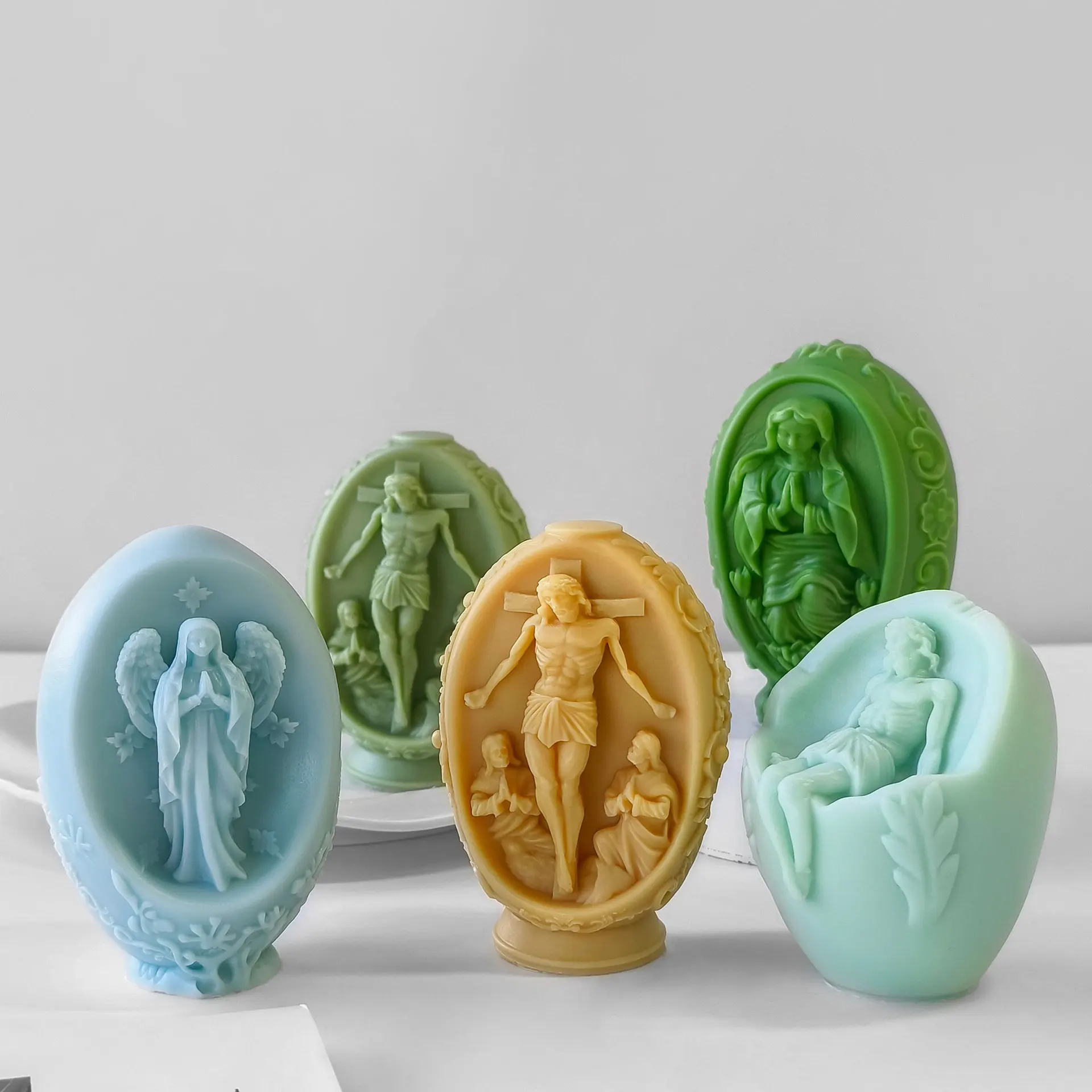 CARATTE New Easter Religious Silicone Mold Jesus Virgin Mary Angel Candle Mold for DIY Handmade Soap