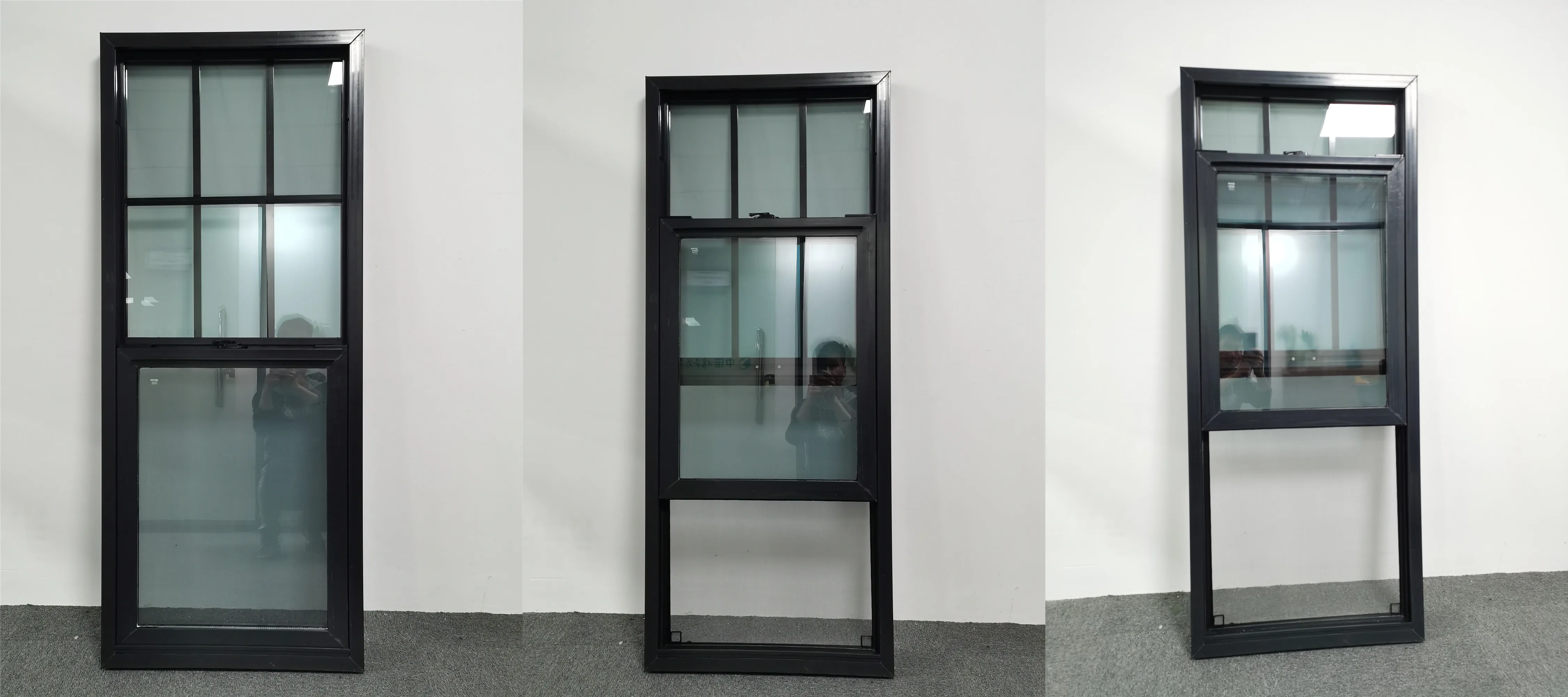 Minglei High Quality American Style Black Vinyl Replacement Windows Single Hung Window details