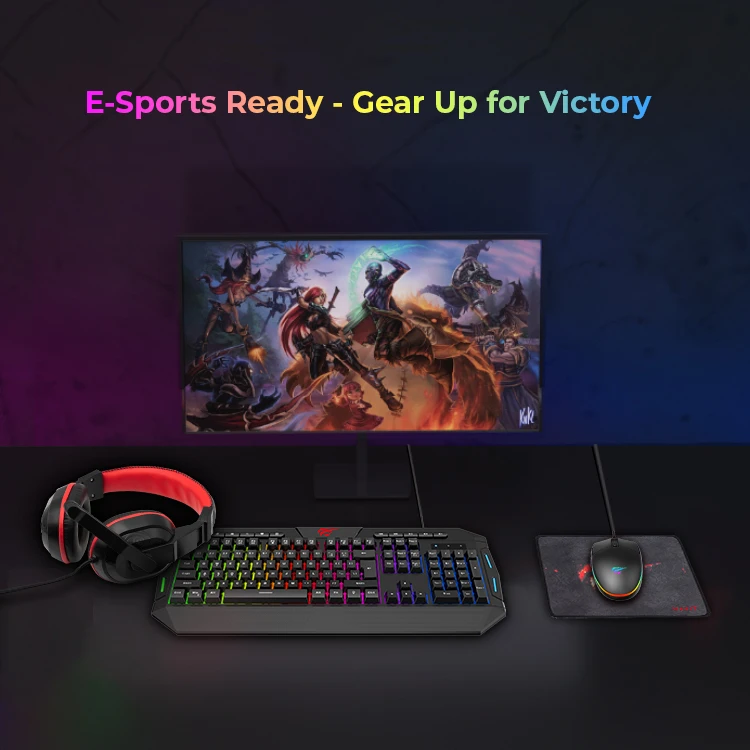 Havit KB501CM  4 in 1 Gaming Combo Set Wired Keyboard and Mouse Combo Teclado Gamer Keyboard Mouse Combos WIth Mouse
