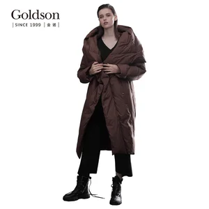 Korea Ladies Winter Oversize Single Breasted down Jacket Long Quilted Linen Lining Waterproof Hooded Coat for Women