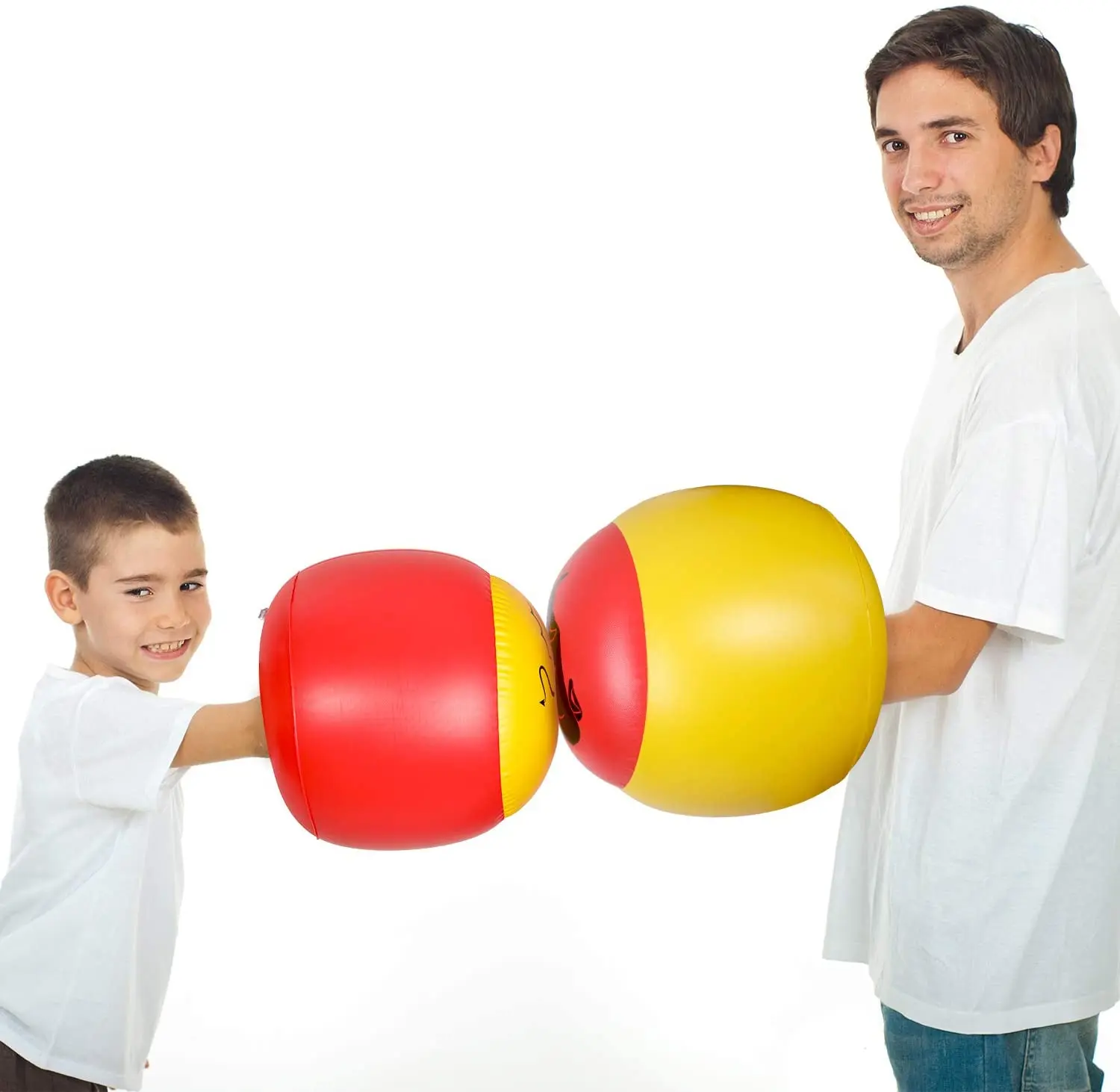 Дешевые Желтые красные детские боксерские игрушки, флокирующие надувные боксерские перчатки из ПВХ