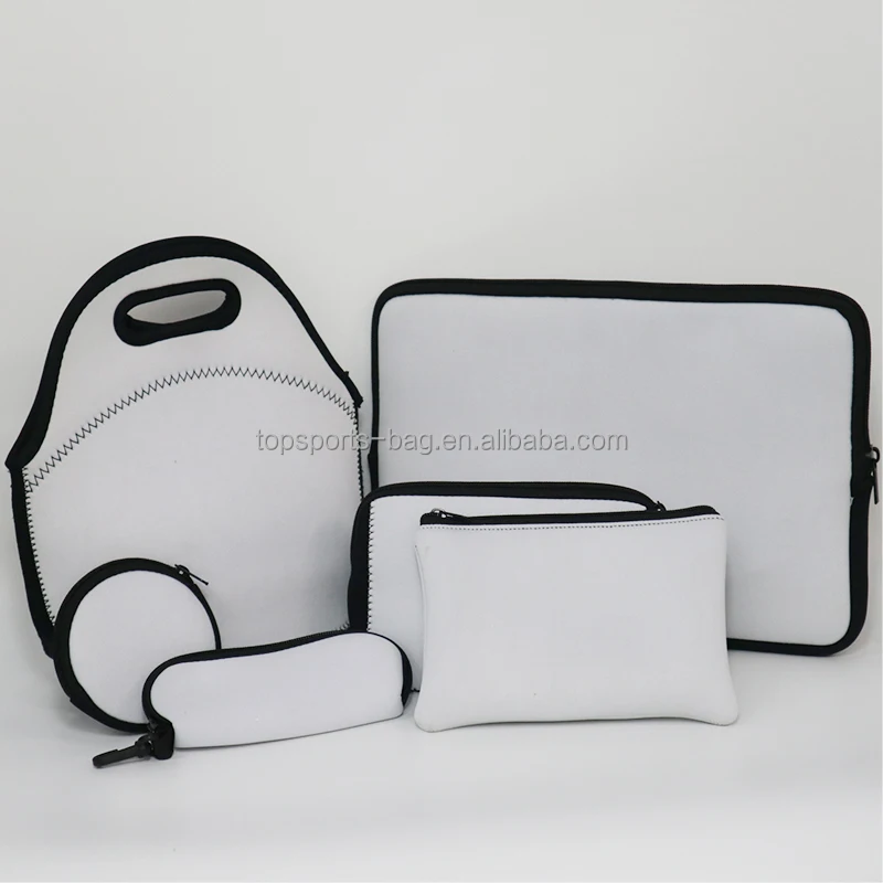 Sublimation blank lunch bag insulated regular size white neoprene lunch