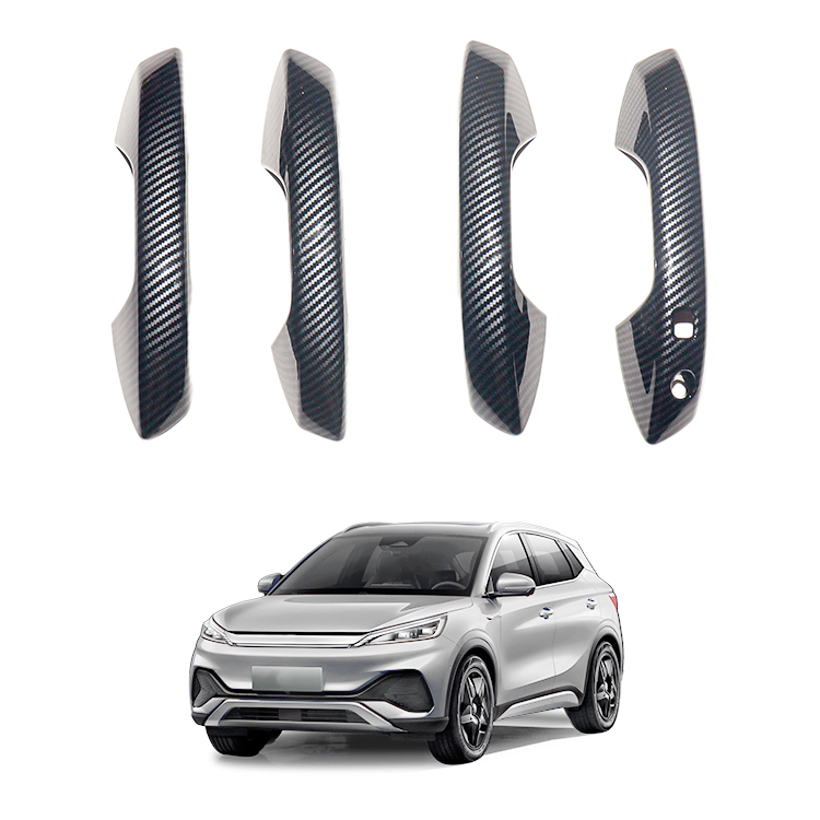 Car Exterior Decoration Accessories ABS Imitate Carbon RHD Auto Side Door Handle Cover Frame For BYD Yuan Plus Atto 3