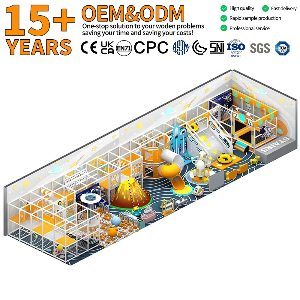 Feelkids Commercial Indoor Kids Playground Equipment High-Capacity Plastic PE Board Galvanized Pipe Multi-Play Playroom 〉1000kg