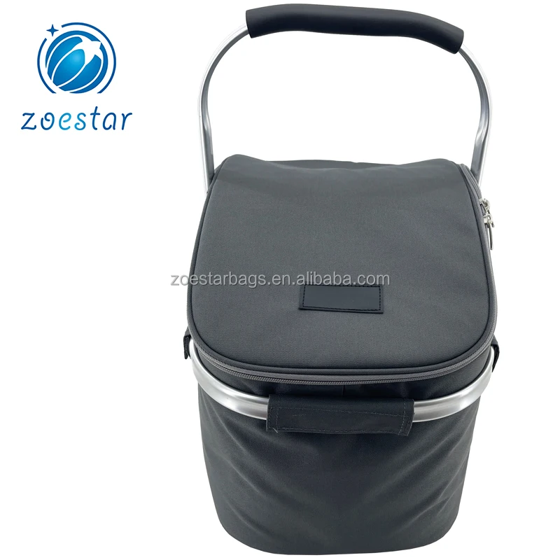 Fold Lunch Picnic Basket Large Insulated Cooler Bag,Picnic Table Basket for Gathering Travel Camping BBQ factory