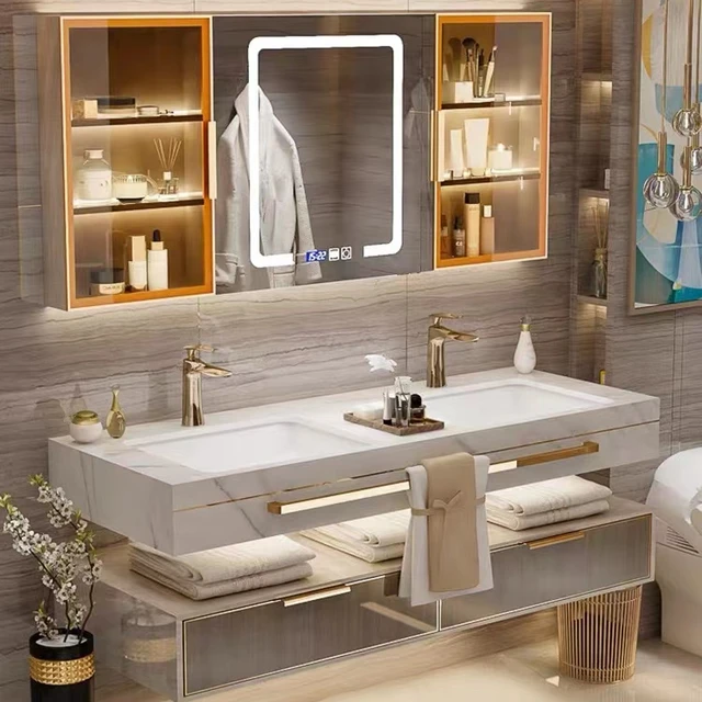 luxury Hotel European style wall mounted bathroom vanity high quality bathroom cabinet set
