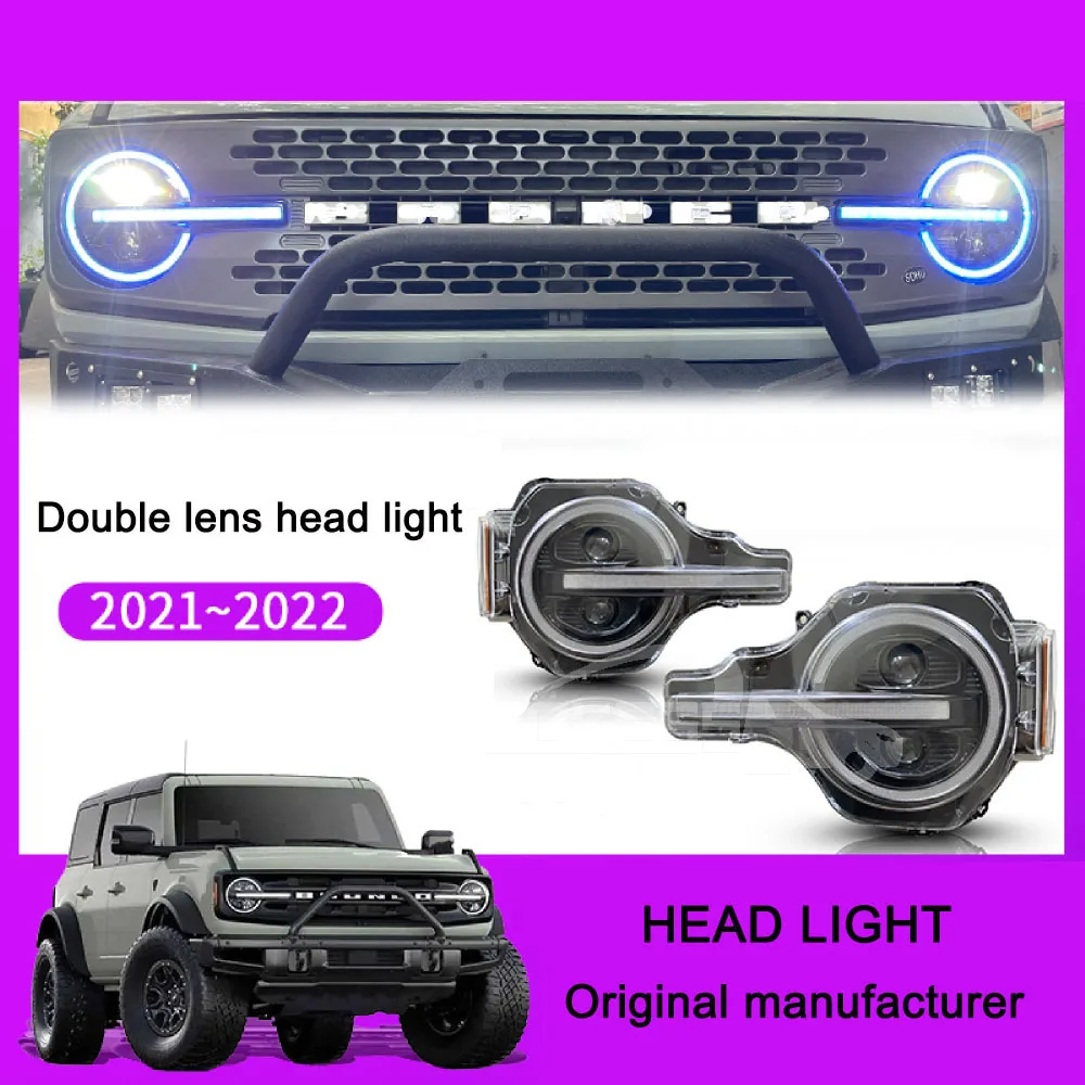12V Headlight for Ford Bronco/Raptor 2020-2022 Car Headlight Assembly ... — 2