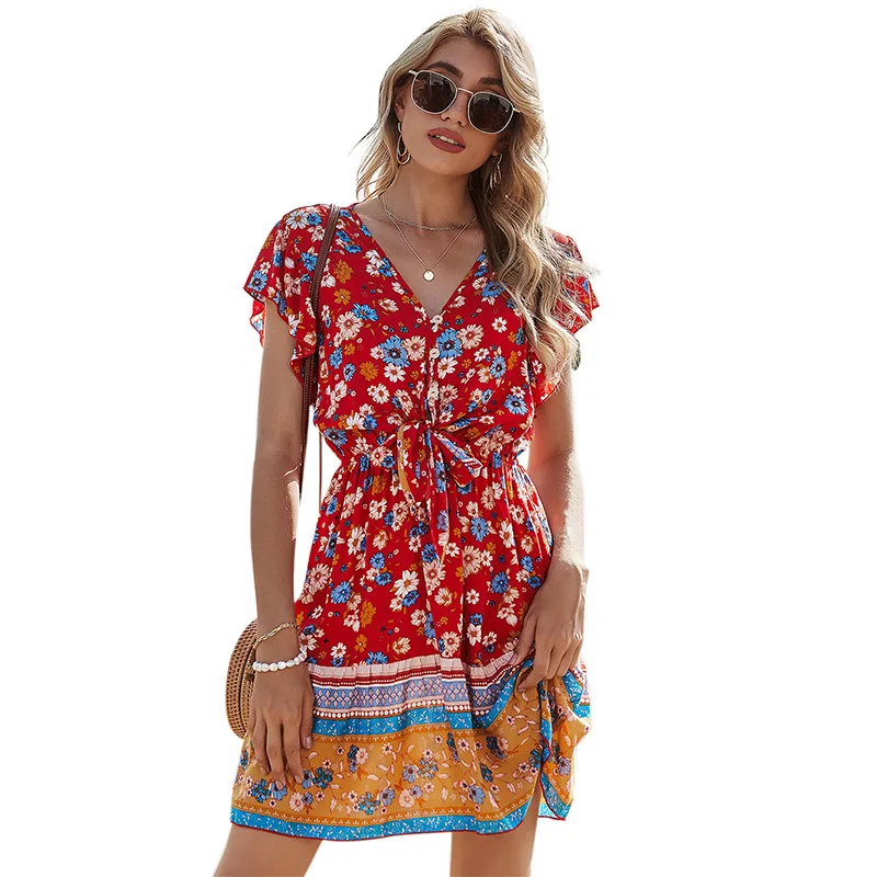 deep v neck casual dress