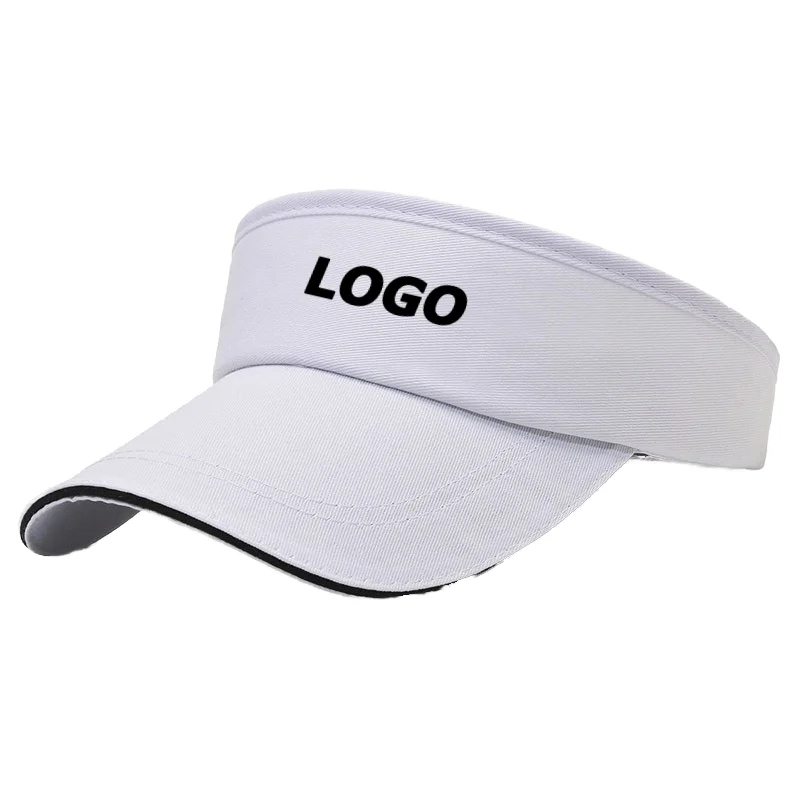 Custom Logo Cotton/Polyester Sun Visor Hat Buckle Closure | Breathable Outdoor Sports Cap Wide Brim UV Protection Promotional preview 2