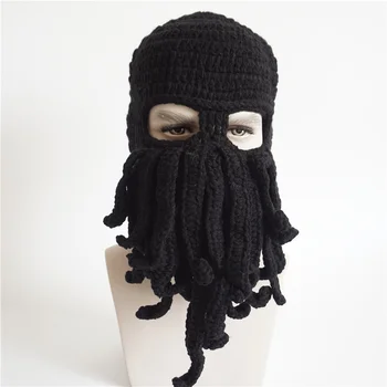 Custom knitted black red balaclava ski mask dreadlocks women men