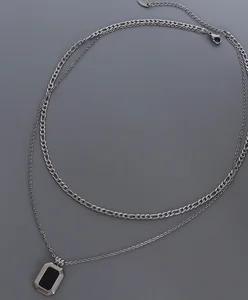 18 Gold Niche Black Shell Acrylic Double Layered Layered Necklace Women's Collarbone Chain Titanium Steel