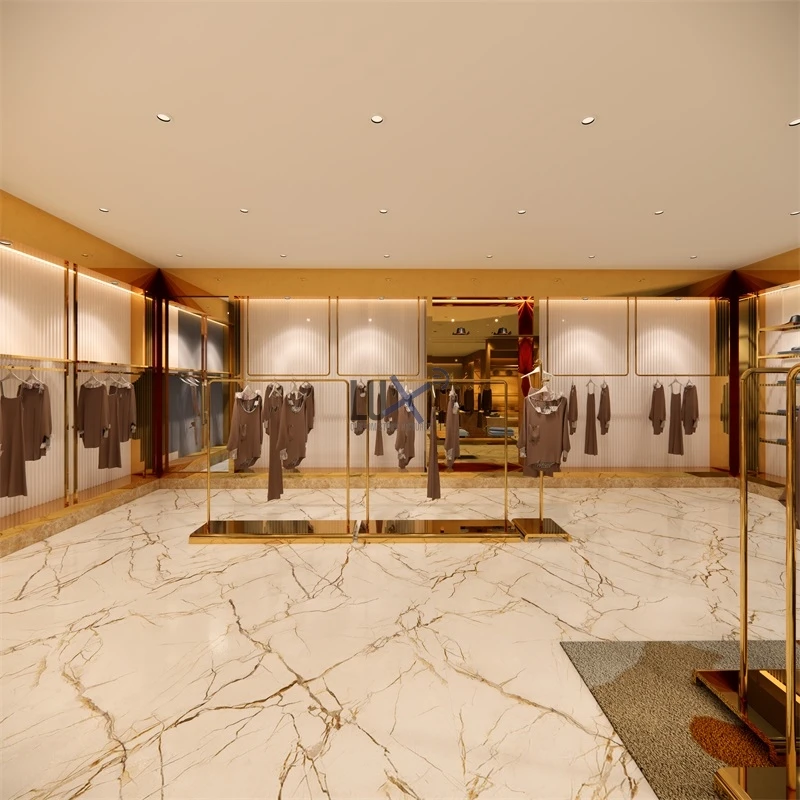 Lady Garment Modern Tailor Shop Decor Clothes Stand for Store Clothing Showroom Furniture Cloth Shop Interior Design Ideas