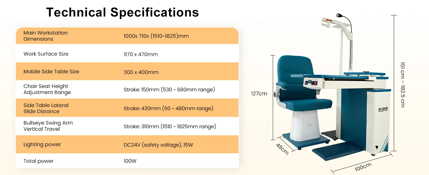 Ophthalmic Combined Table And Chair MI-2800B Optometry Chair Unit For Sale