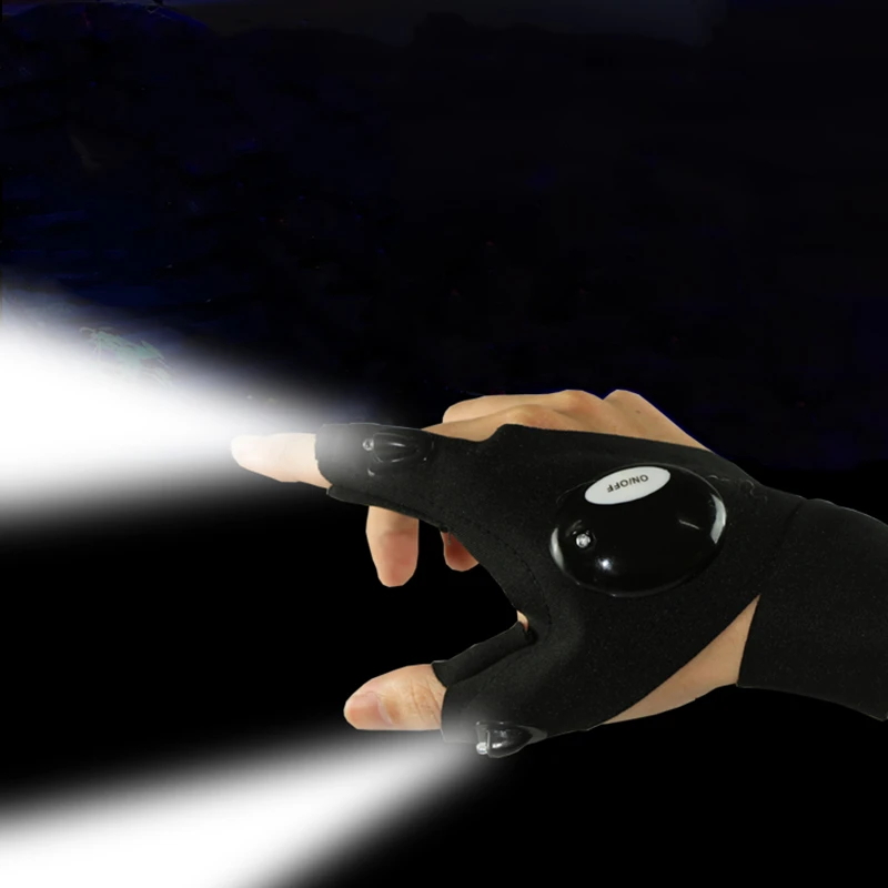 Gant de Lampe de Poche LED Cadeaux pour Hommes Fête des Pères Gants de Pêche Extérieurs Cadeaux pour Papa Hommes avec Sangle Extensible pour Réparer Voitures Course de Nuit Pêche Camping Randonnée
