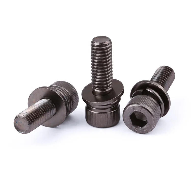 Factory price M2-M10 grade 4.8 8.8 10.9 12.9 carbon steel black nickel allen head socket sems screw DIN912