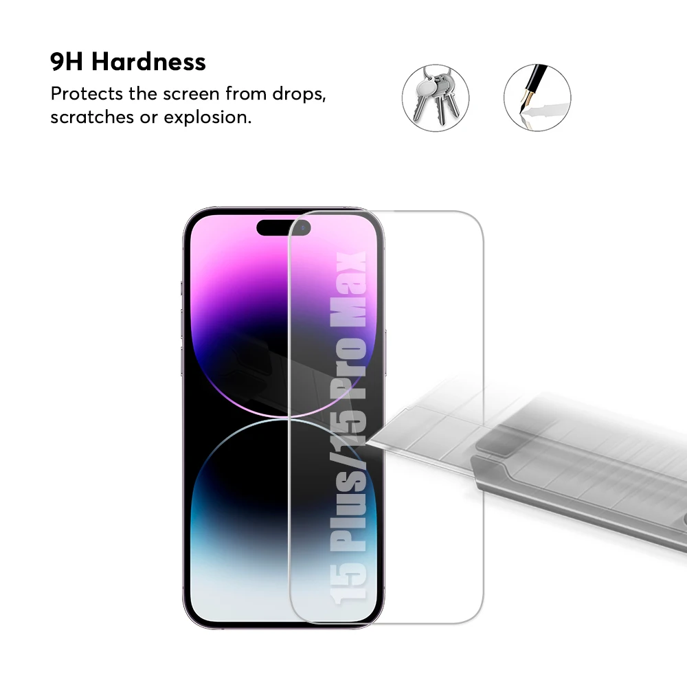 Mobile 3m protector tempered glass for iphone 14  pro max screen protector with EASY APP kit  ,for iphone screen protector