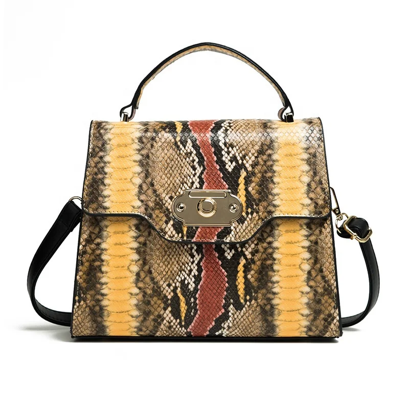 European Fashion Designer Handbag Snake Pattern Tote Crossbody Bag Women