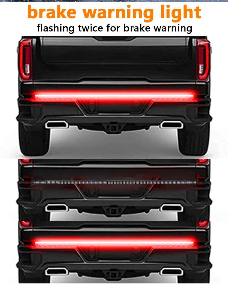 120cm Flex Led Strip Tailgate Brakes Light Brake Flash Warning Function