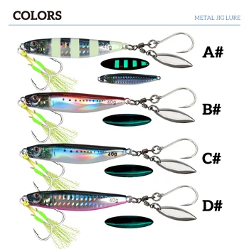 40g 60g 80g Laser Metal Fishing Jig Lure with Bearing Swivel Hook Slow Pitch Saltwater Lure – Metal Jig – view 2