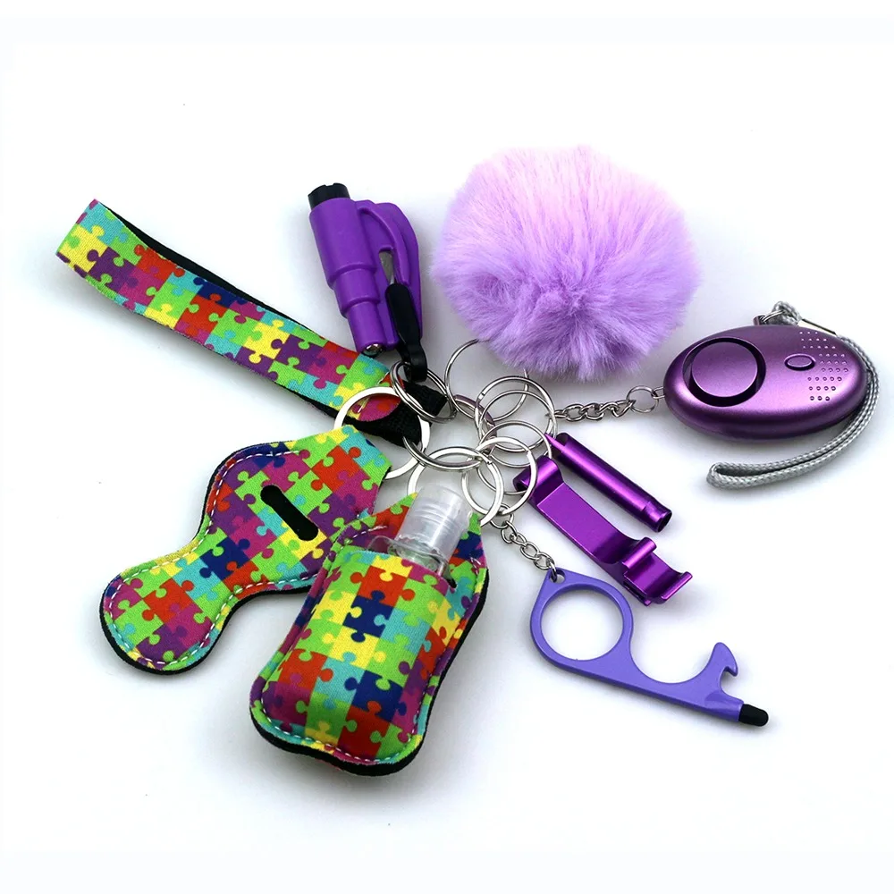 Personal Alarm Keychain 130db For Self Defense Keychain Set Wholesale Women's Safety Key Chain