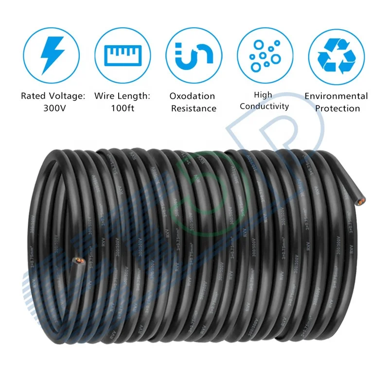 18 Gauge Electric Wire Extension Cable Wire 100ft 3 Conductor Copper