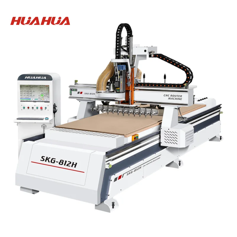 HUAHUA Linear Rail Ac Servo Motor Door Atc Syntec Controller 3 Axis 12 Tool Cnc Machine Wood Router With Auto Tool Change