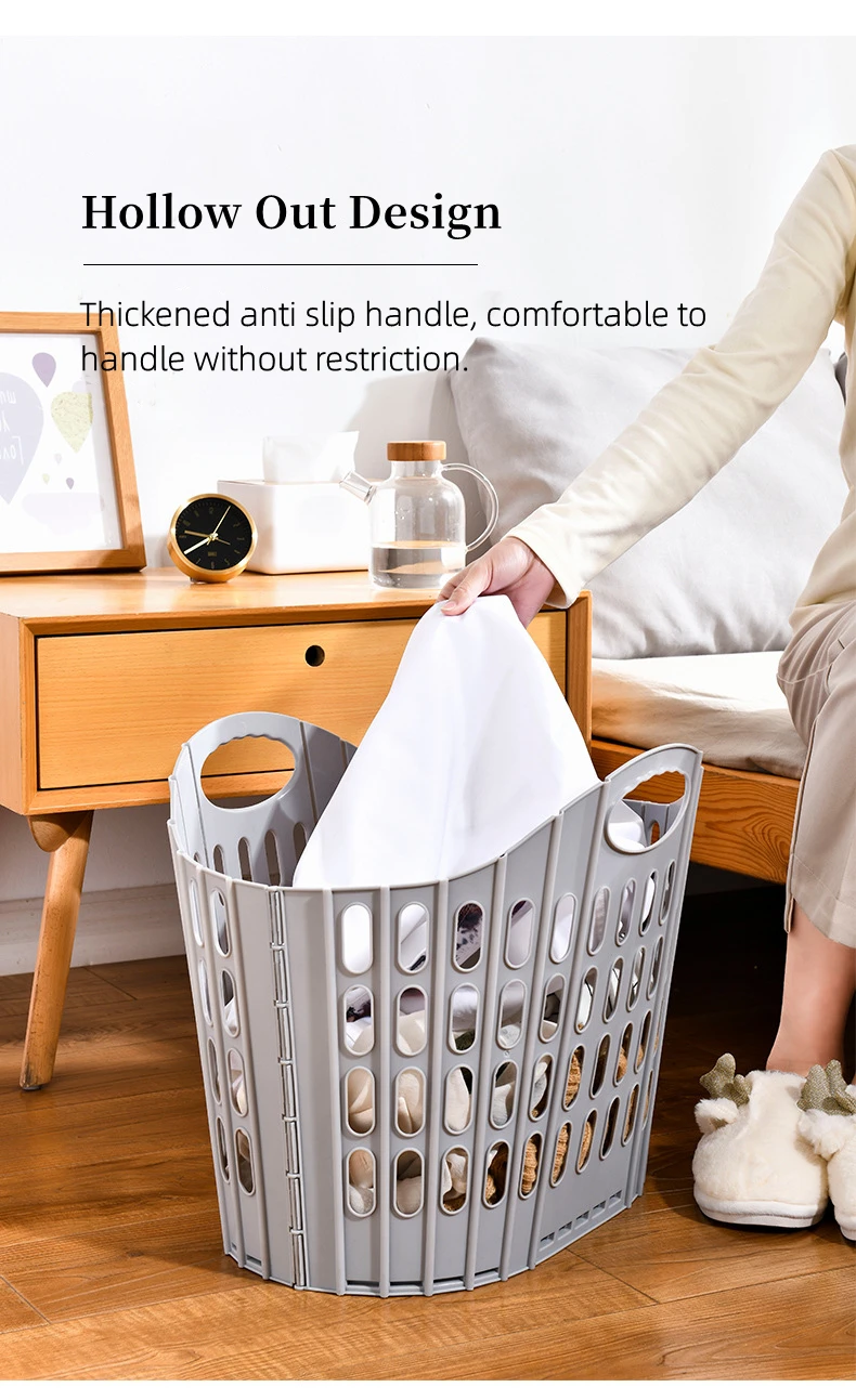Large Foldable Plastic Laundry Basket Bathroom Storage Basket For Dirty