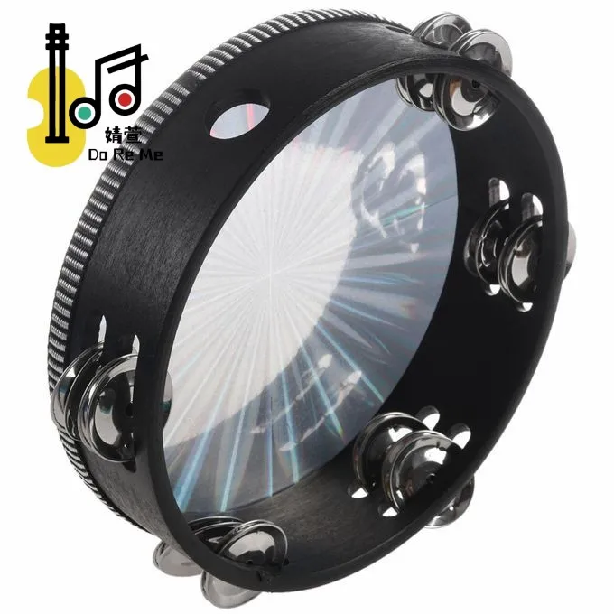 Tambourin à Main Avec Clochettes En Métal - Instrument De Percussion Pour Adultes Et Débutants - Son Clair, Poignée En Bois