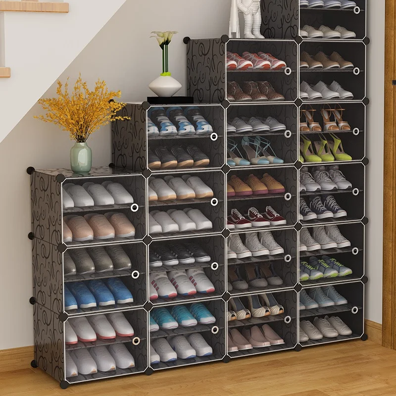 Clear Stackable Plastic Shoe Cabinet Modern Display Rack