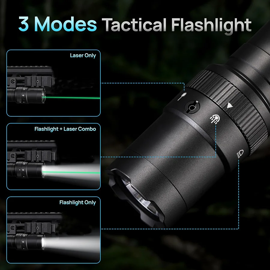 1200 Lumen Tactical Flashlight Long Range 90 Minute Runtime Aluminum ...