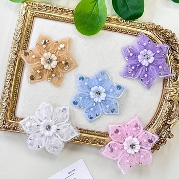 3D Embroidered Chenille Fabric Patches Flowers Florals Lace Barcode Applique for Corsage Collar for Clothing Hat Accessories